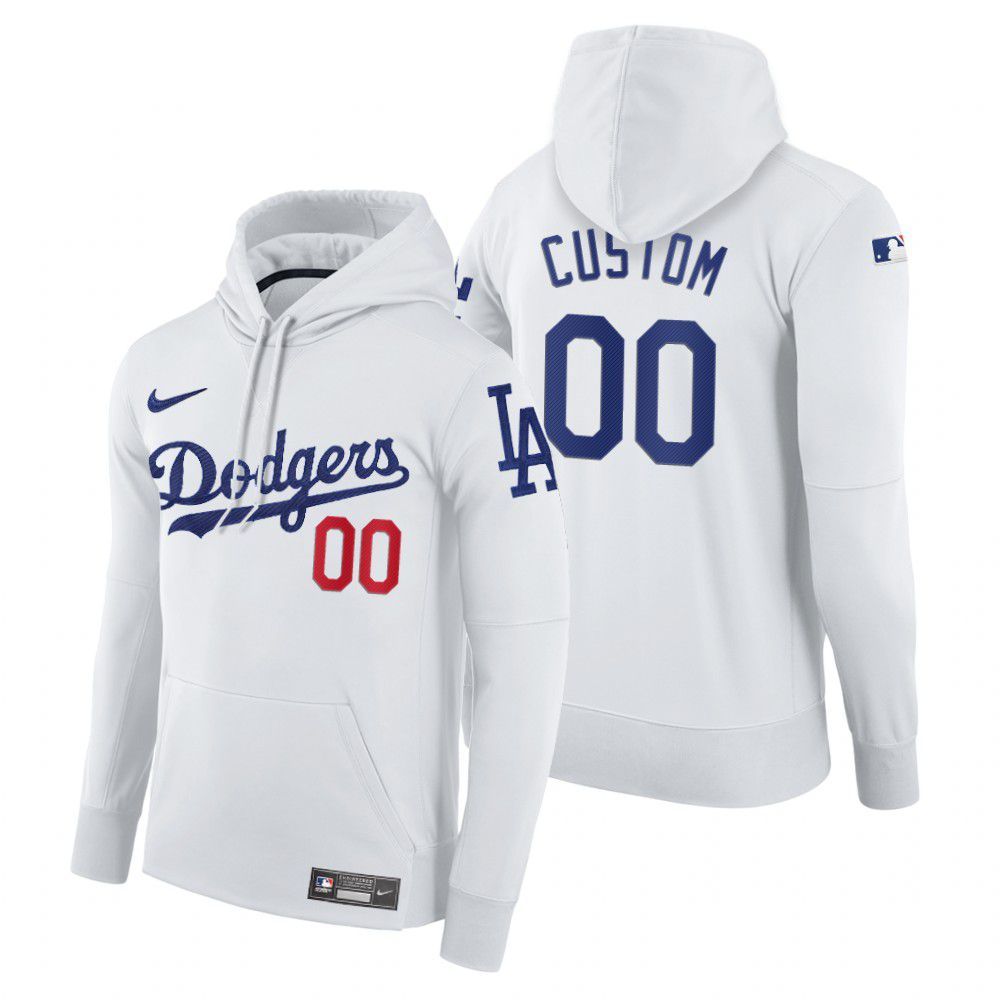 Men Los Angeles Dodgers #00 Custom white home hoodie 2021 MLB Nike Jerseys